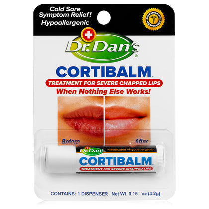 Dr. Dan's Cortibalm front tube view showing label and medicated benefit