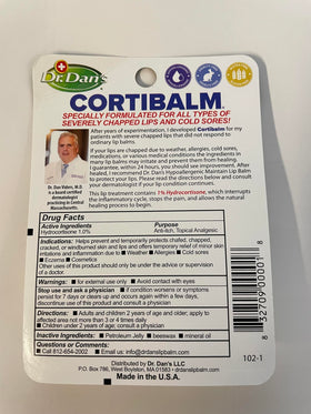 Dr. Dan's Cortibalm tube with cap closed for easy storage and travel