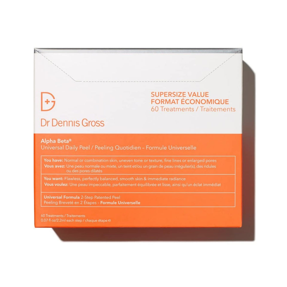 Dr. Dennis Gross front packaging showing 60-treatment box and logo benefit of clarity