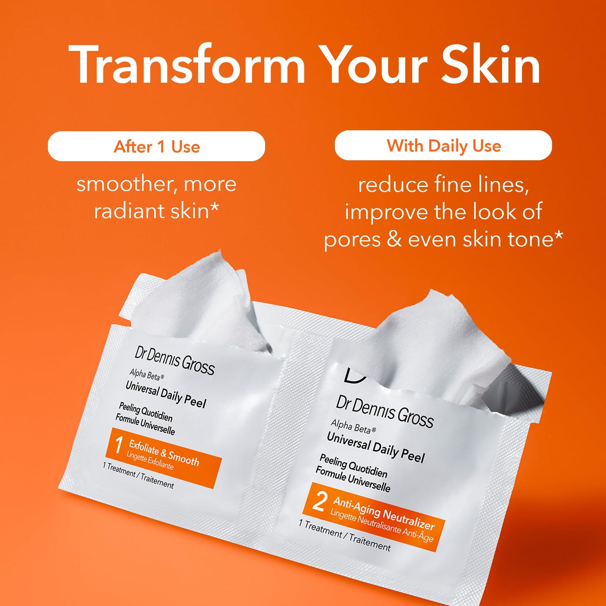 Dr Dennis Gross close-up of pre-soaked peel pad showing texture and control
