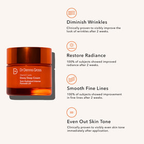 Dr Dennis Gross ingredient label close-up highlighting vitamin C and lactic acid benefits