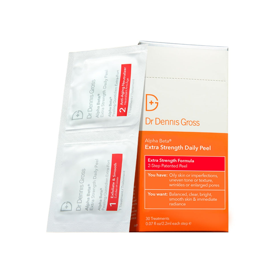 Dr. Dennis Gross front packaging showing extra strength peel for quick clinical results