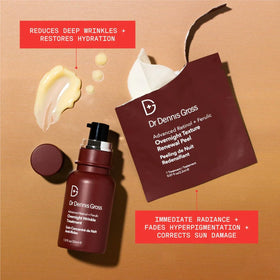 Dr Dennis Gross ingredient bottles composition highlighting retinol and ferulic acid benefit targeted care