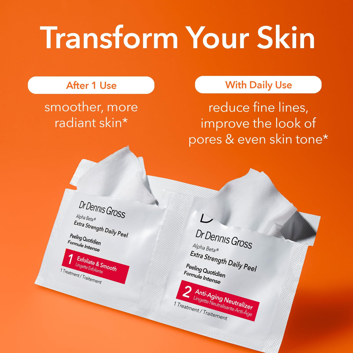 Dr. Dennis Gross step 1 pad close-up demonstrating strong exfoliating action