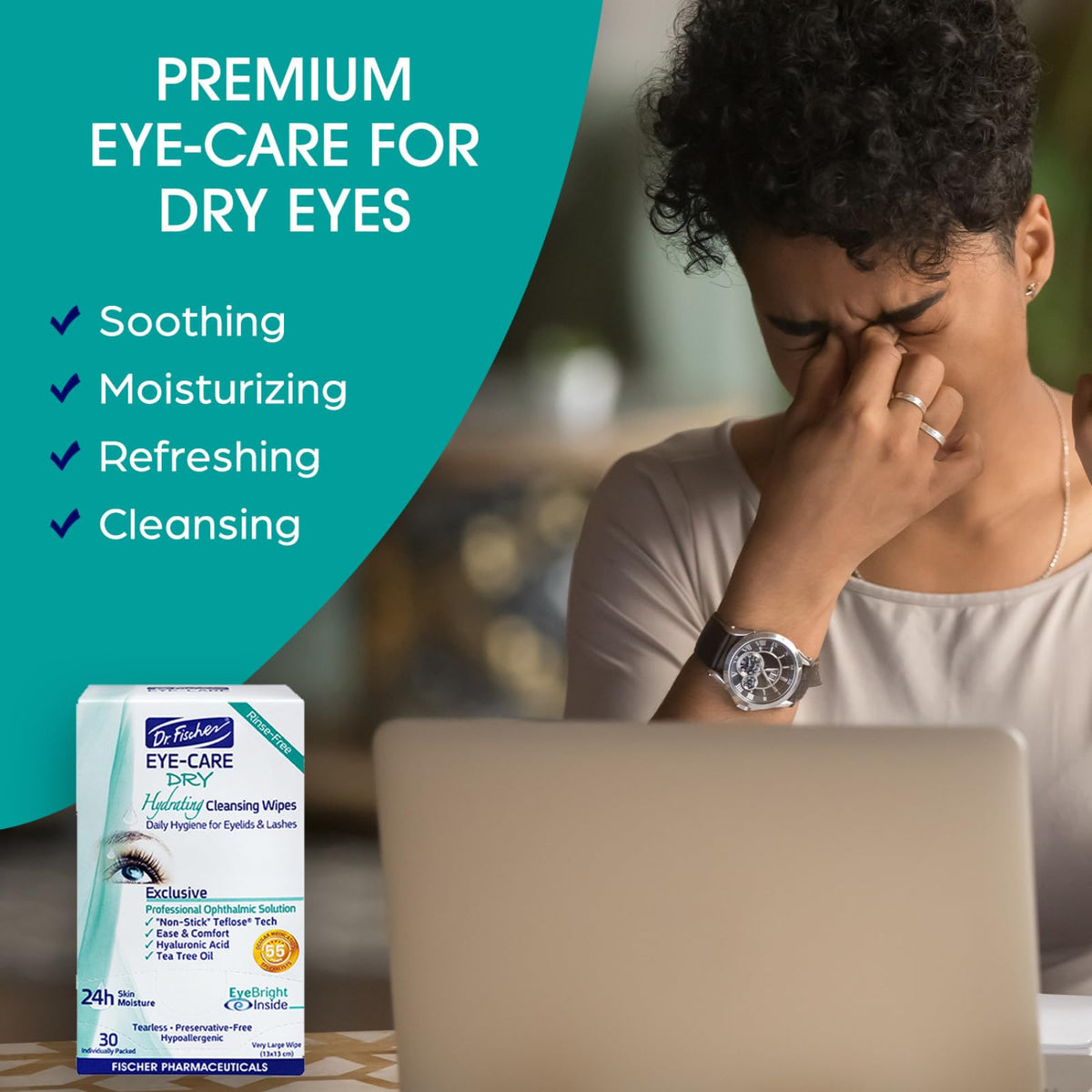 Dr. Fischer open wipe texture close-up showing soft fabric and gentle cleansing