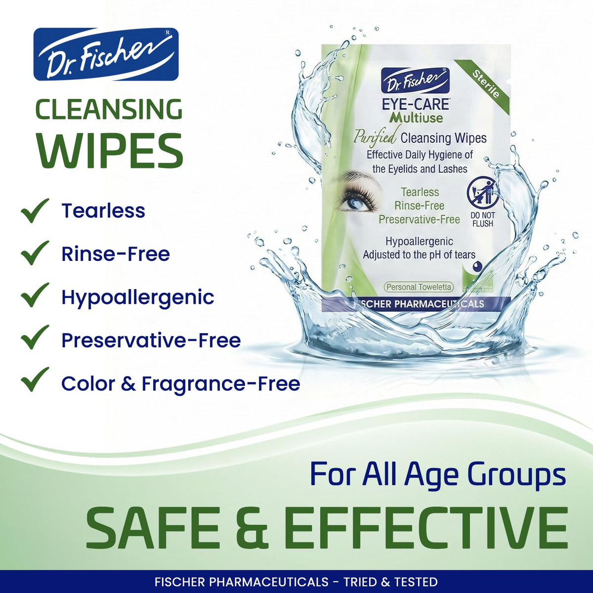 Dr. Fischer travel pouch lifestyle shot for portable eyelid care