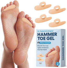 Dr. Frederick's front packaging showing beige hammer toe gel benefits
