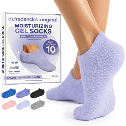 Dr. Frederick’s front view lilac gel socks showing comfortable fit and style
