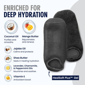 Dr. Frederick’s heel area detail showing full-foot gel coverage for dry skin