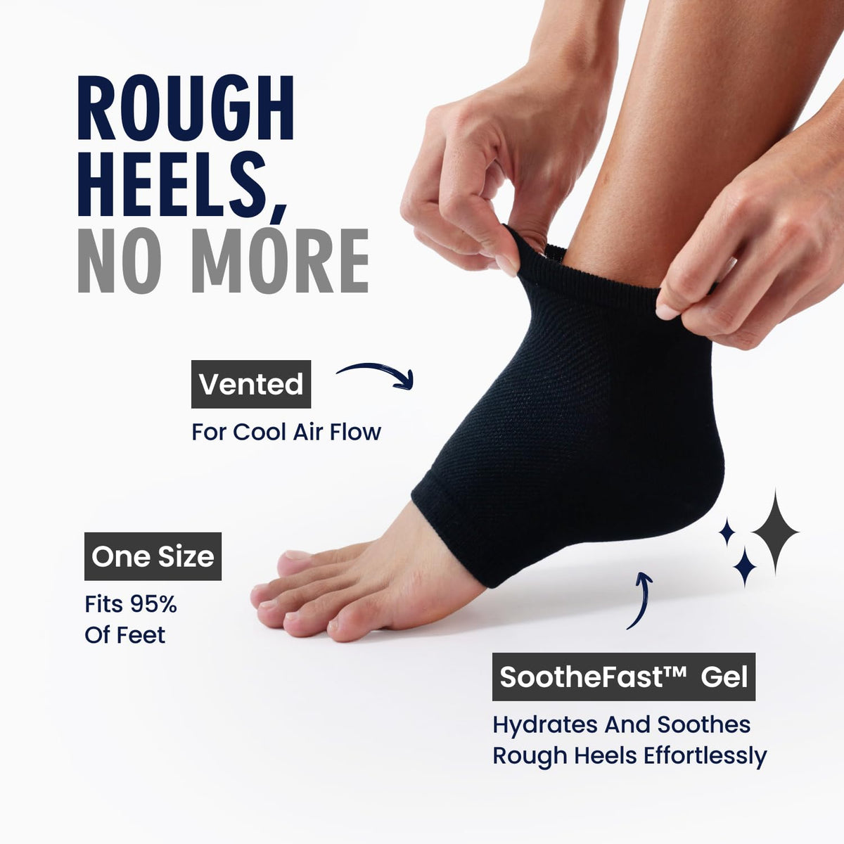 Dr. Frederick's open-toe detail on sock fabric for ventilation and comfortable overnight wear