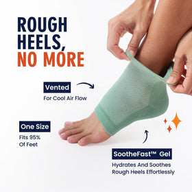 Dr. Frederick's open-toe sock on foot demonstrating comfortable fit