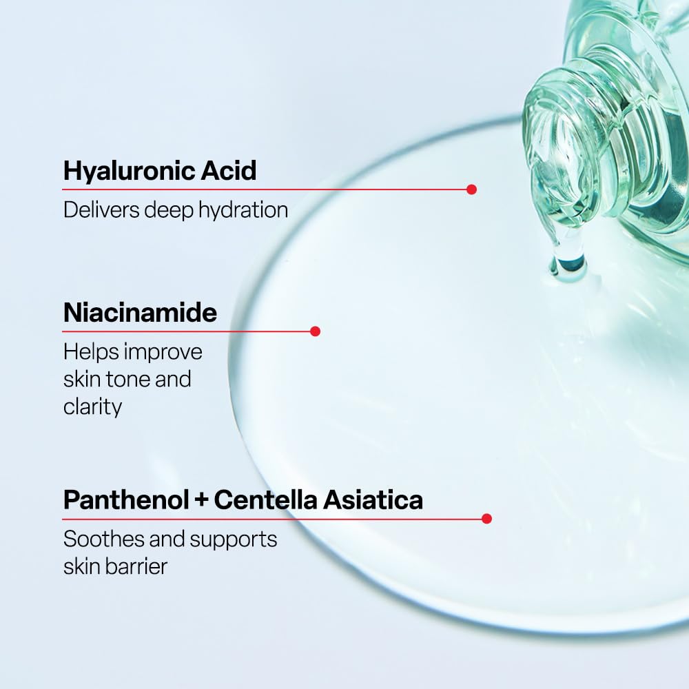 Dr.G product label listing centella, hyaluronic acid and niacinamide benefits