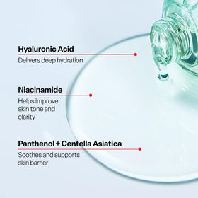 Dr.G product label listing centella, hyaluronic acid and niacinamide benefits