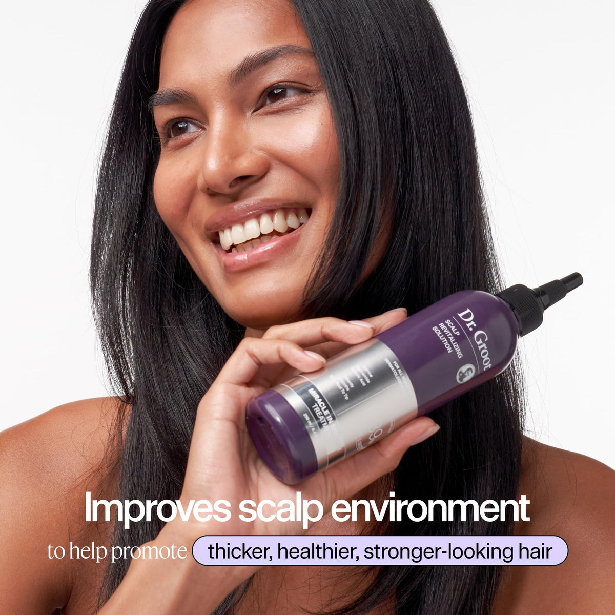 Dr. Groot after wash showing smoother-looking hair and easier styling