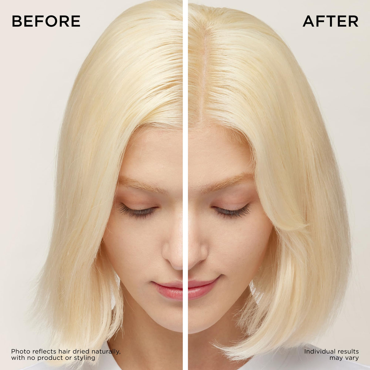 Dr. Groot before and after scale visual illustrating thicker-looking hair