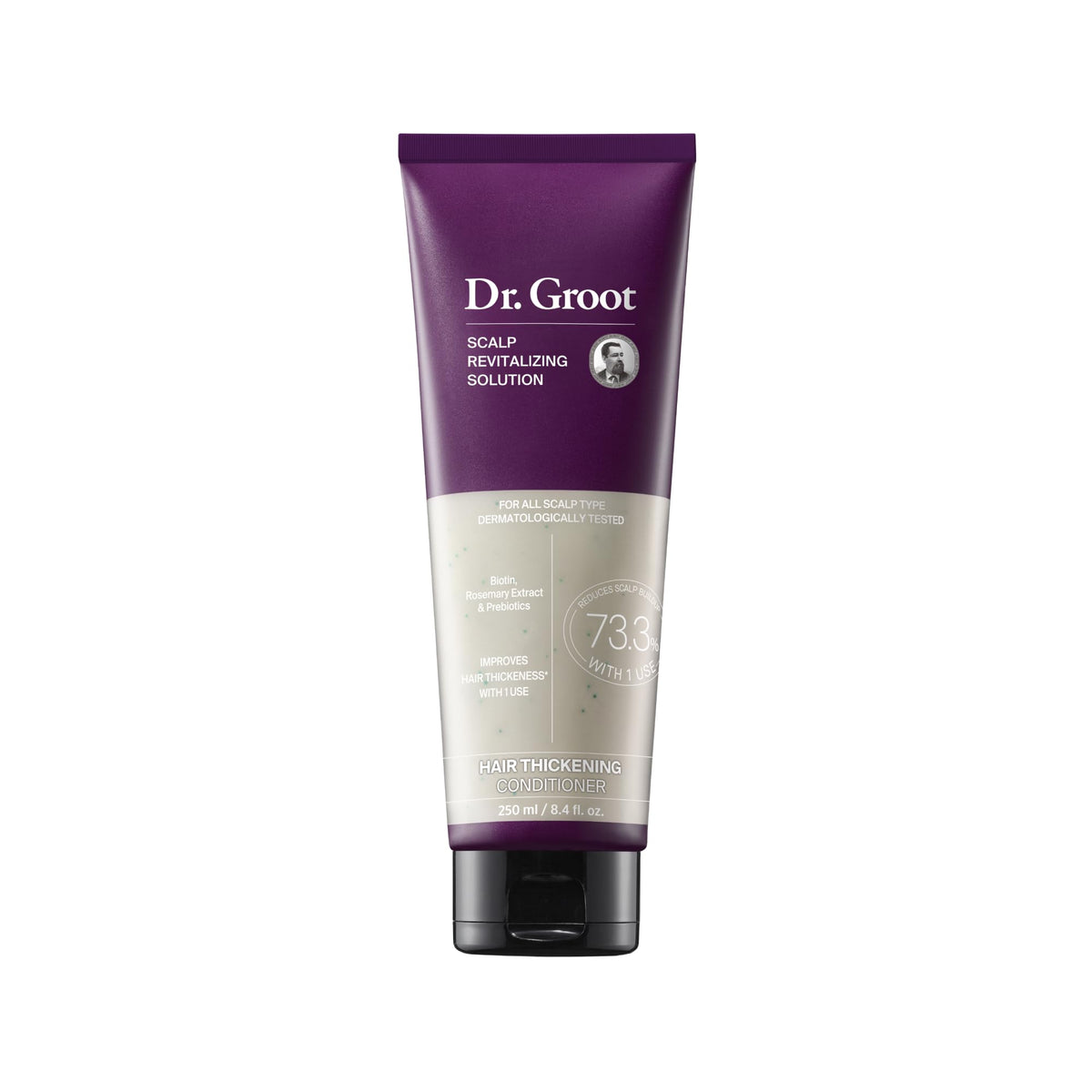 Dr. Groot front packaging bottle showing product and benefit for fuller hair