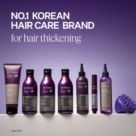 Dr. Groot bathroom lifestyle display showing travel-ready scalp care benefit