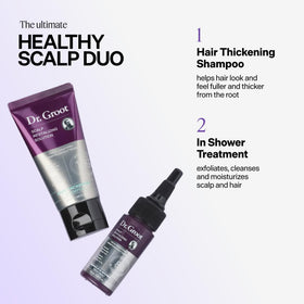 Dr. Groot treatment applied to scalp demonstrating exfoliating and hydrating benefit