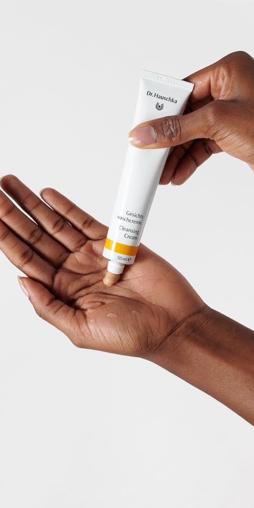 Dr. Hauschka cleansing cream texture close-up revealing gentle exfoliant particles
