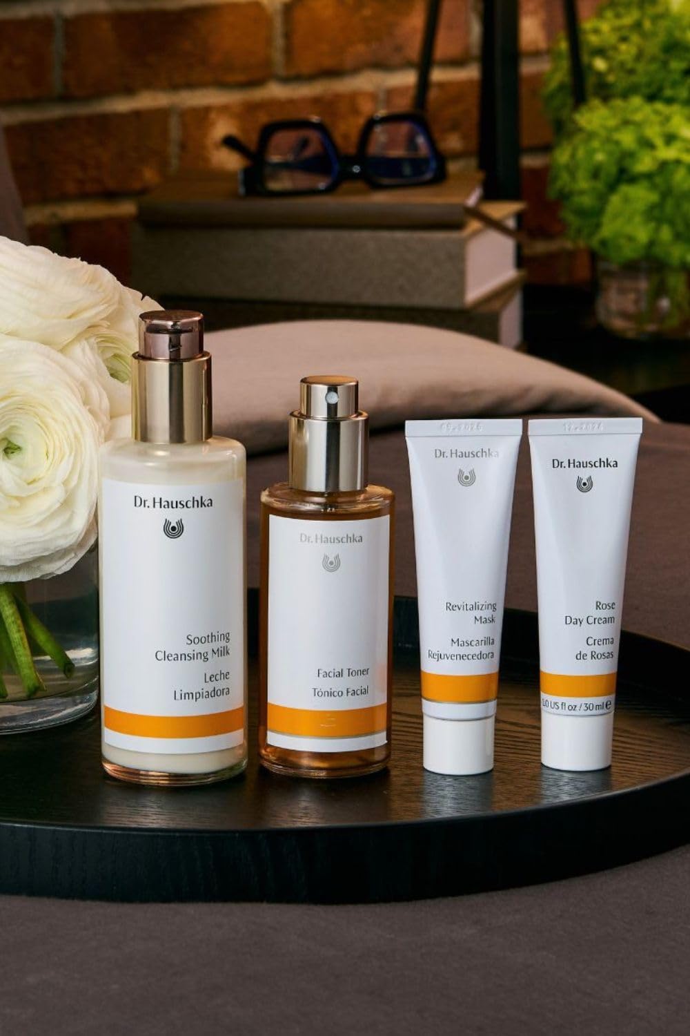 Dr. Hauschka size comparison beside coin showing product volume