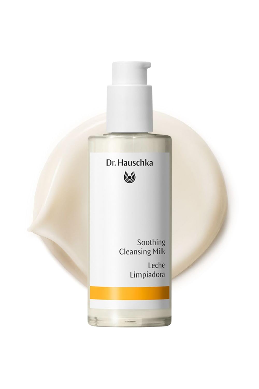 Dr. Hauschka milky cleanser texture on hand demonstrating non-drying feel benefit