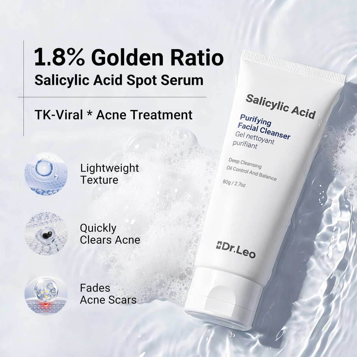 Dr.Leo clear crystal jelly texture close-up demonstrating gentle exfoliation