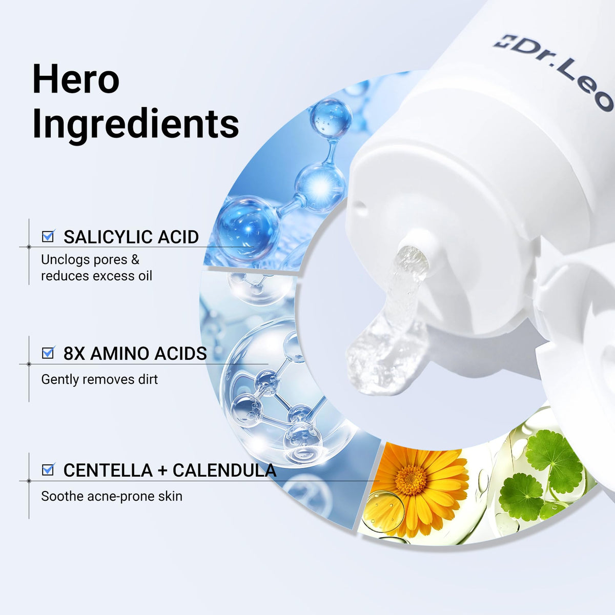 Dr.Leo dense foam lather on palm showing soft cleansing action
