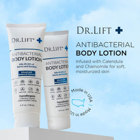 DR. LIFT bottle beside calendula and chamomile illustrating soothing botanicals