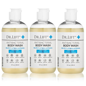 DR. LIFT front packaging showing three 8 oz bottles and clear labeling for easy identification and storage