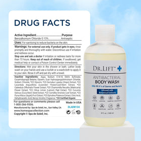 DR. LIFT size comparison with travel items showing portable 8 fl oz convenience