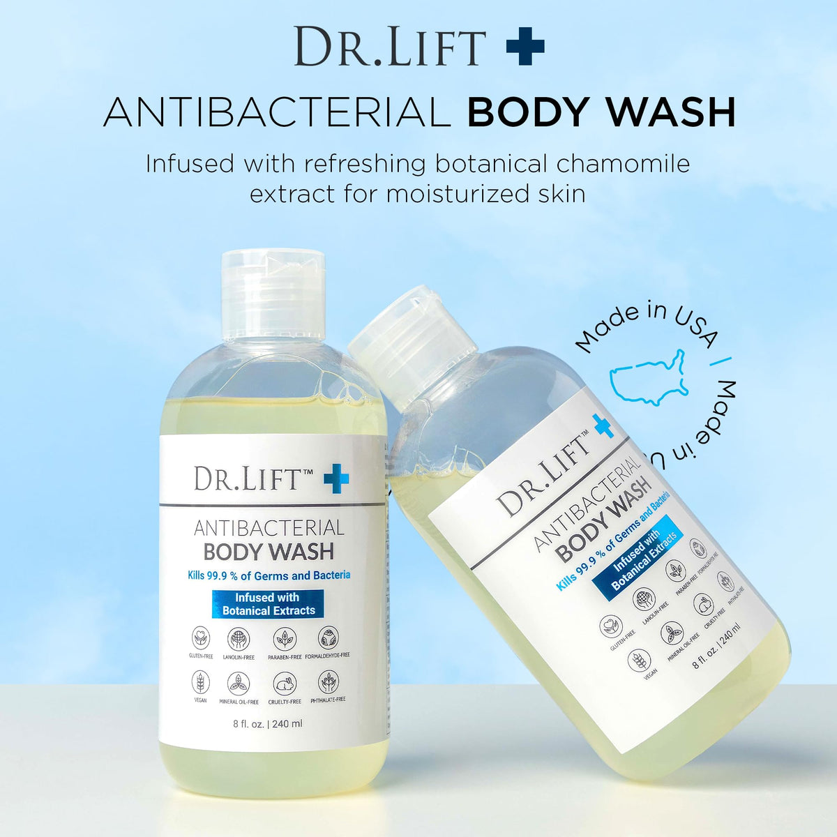 DR. LIFT texture lather closeup displaying creamy foam and moisturizing benefit