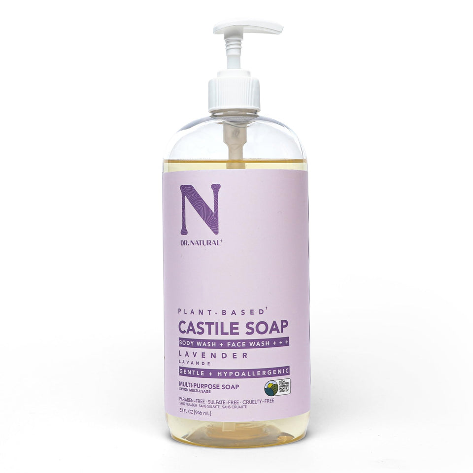 Dr. Natural front label showing 32 oz bottle and lavender scent benefit