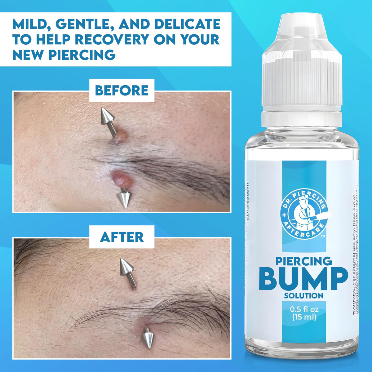 DR. PIERCING AFTERCARE precision dropper close-up for accurate, mess-free application