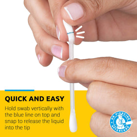 dr. piercing aftercare open swab detail highlighting instant, mess-free use