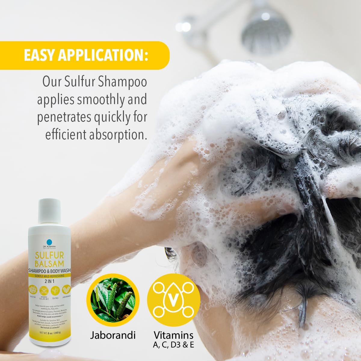 Dr. Robaina used on beard and shoulders to illustrate head-to-toe oil and buildup control