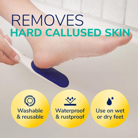 Dr. Scholl's before and after feet showing reduced calluses and softer skin