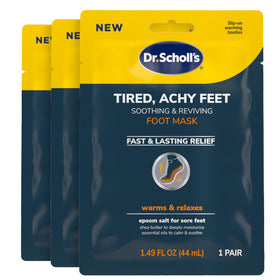 Dr. Scholl's front packaging showing three warming bootie packets and brand