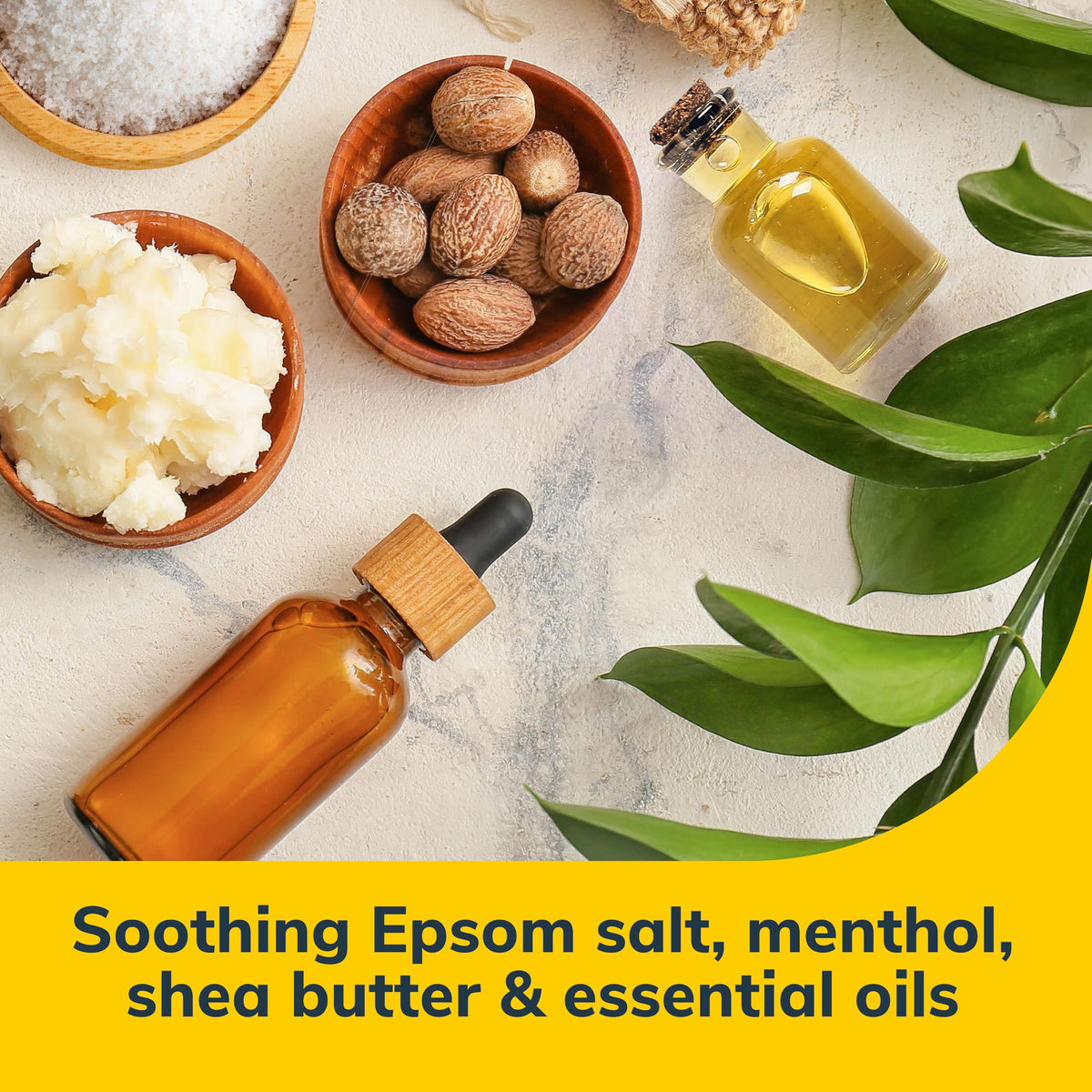 Dr. Scholl's ingredients label close-up highlighting menthol and Epsom salt