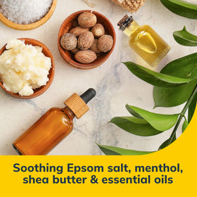 Dr. Scholl's ingredients label close-up highlighting menthol and Epsom salt