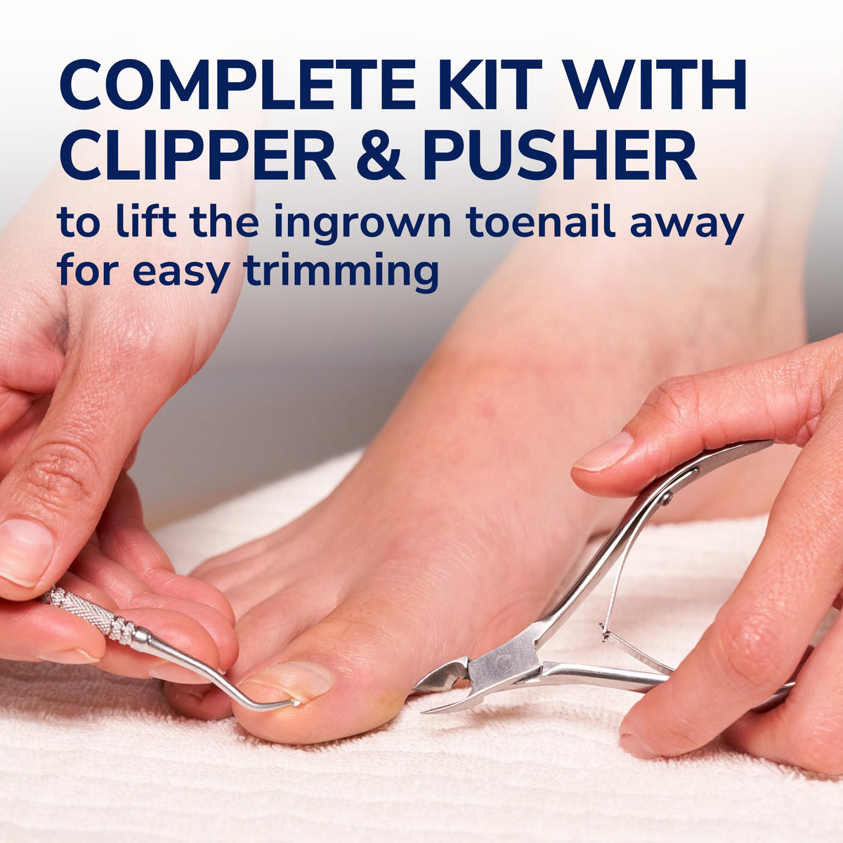 Dr. Scholl's toenail clipper and double-ended pusher tools for safer trimming