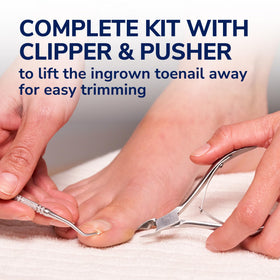 Dr. Scholl's toenail clipper and double-ended pusher tools for safer trimming
