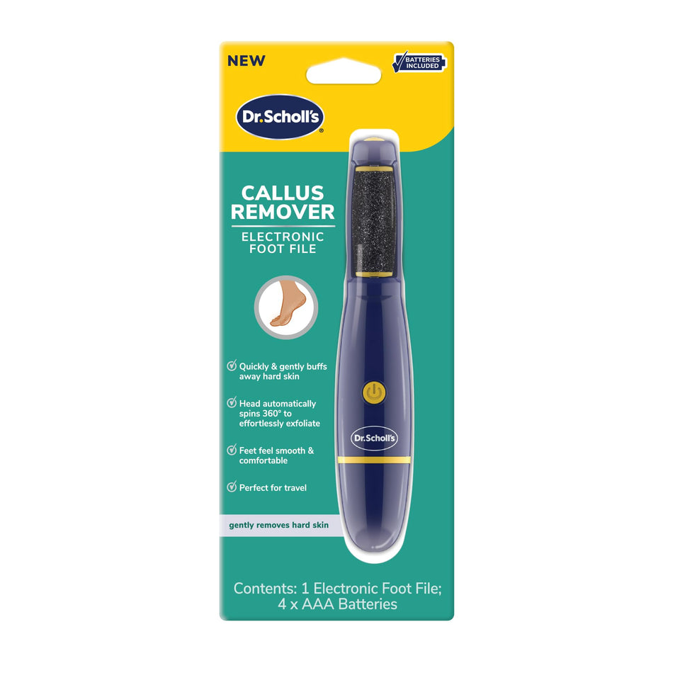 Dr. Scholl's front view of electronic callus remover showing ergonomic design and instant softening