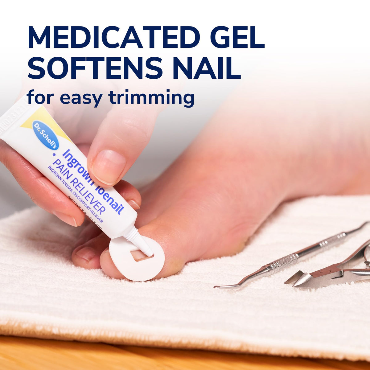 Dr. Scholl's foam rings and adhesive bandages arranged to protect and cushion toes