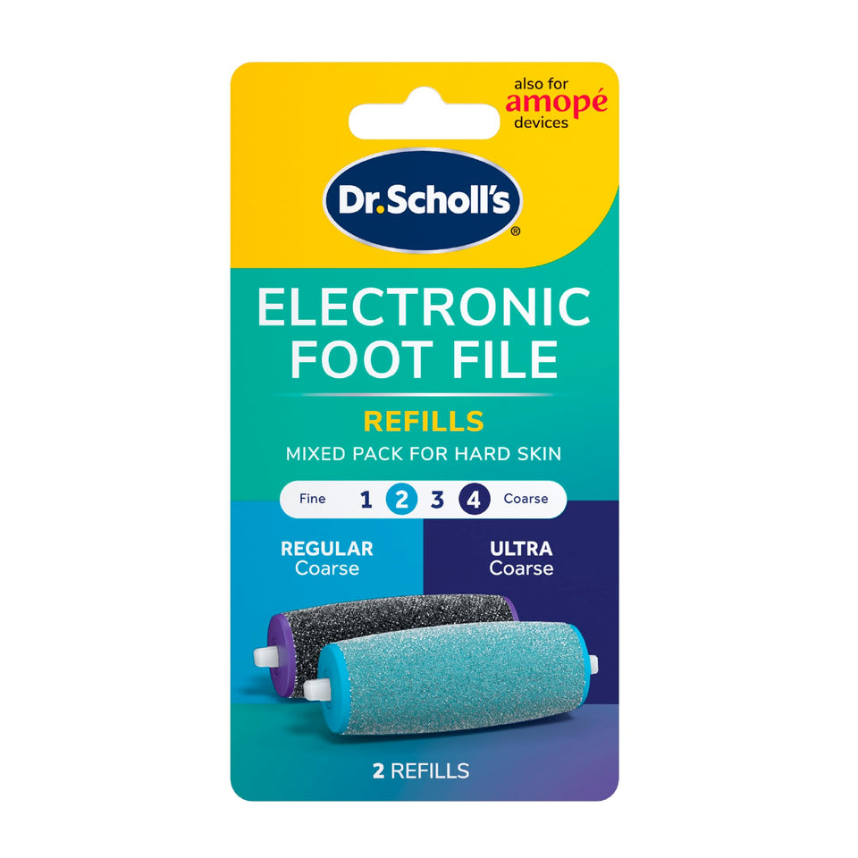 Dr. Scholl's front packaging showing mixed refill heads and benefits