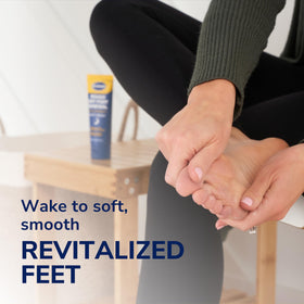 Dr. Scholl's reusable heel sleeves pair displayed to lock in moisture