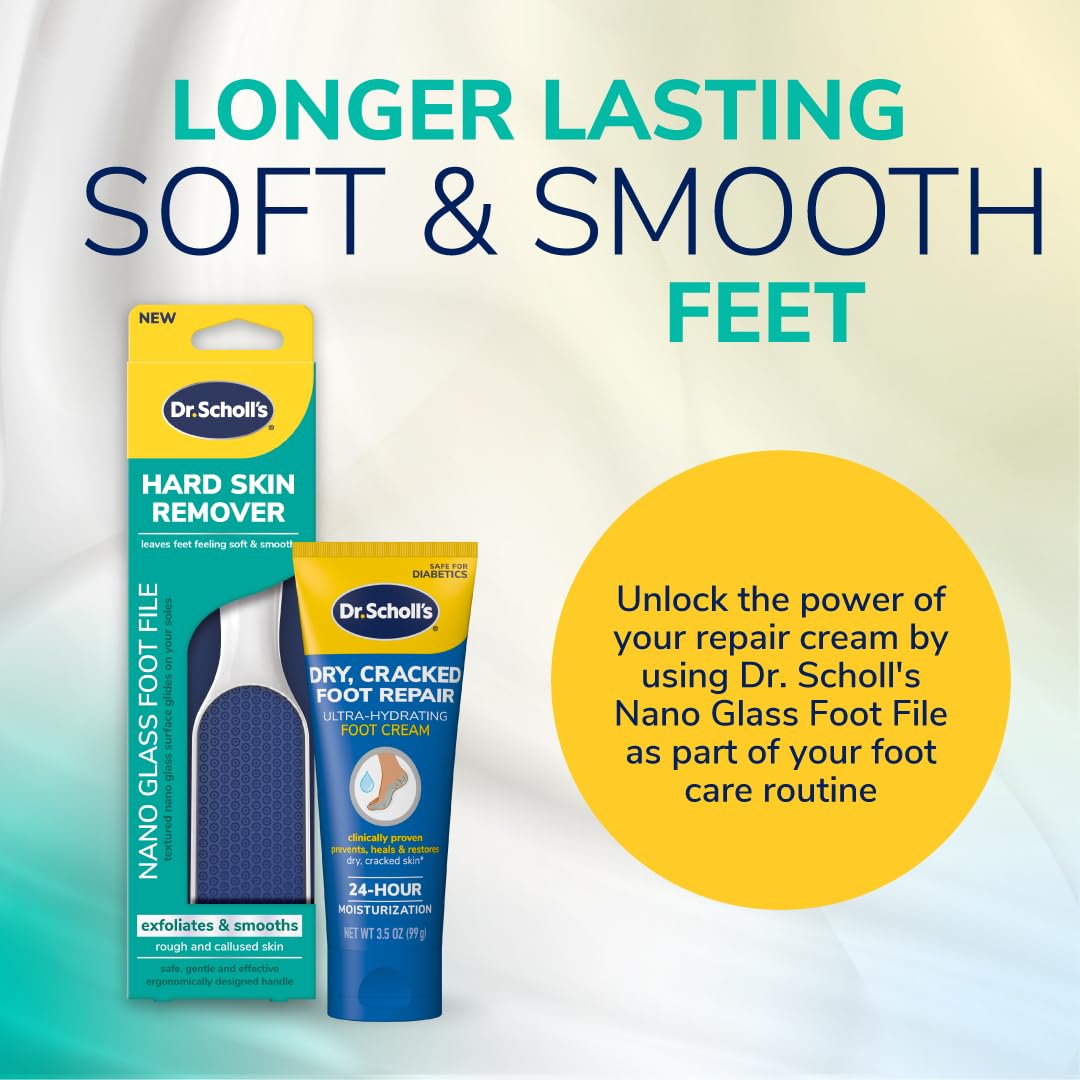 Dr. Scholl's lifestyle on bathroom shelf suggesting ready-to-use foot care