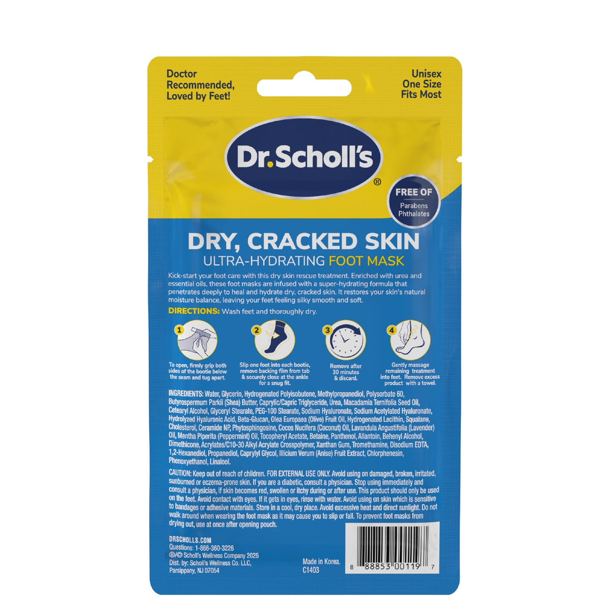 Dr. Scholl's lifestyle bathroom scene showing relaxed home foot treatment