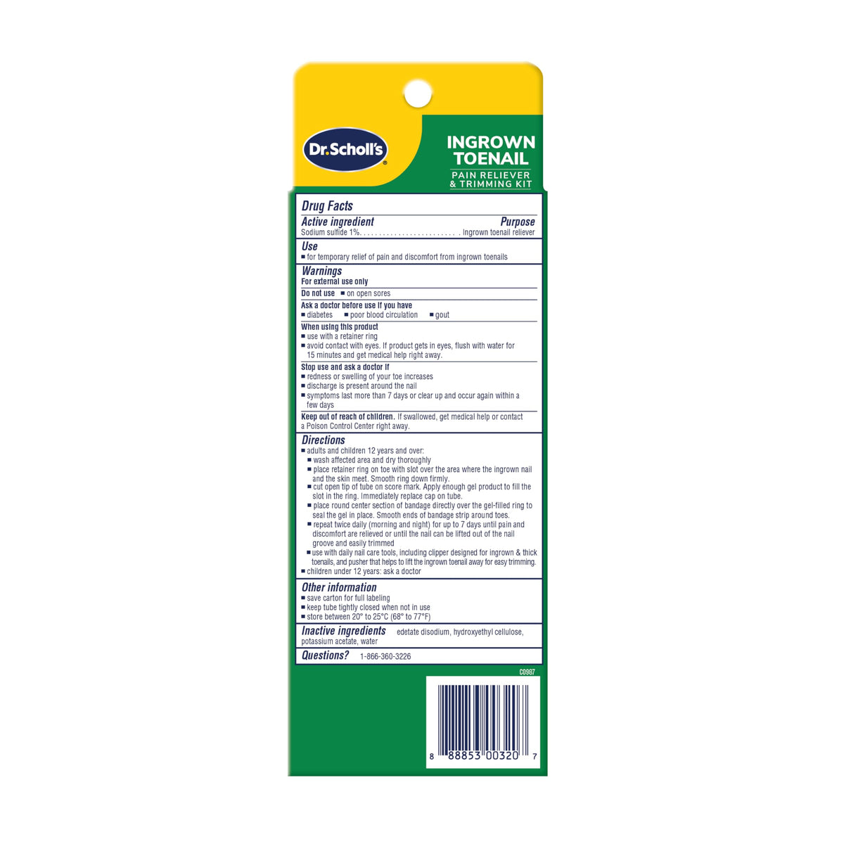 Dr. Scholl's kit beside a shoe showing practical use and protection while walking