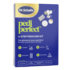Dr. Scholl's front packaging showing complete 4-in-1 kit and benefits