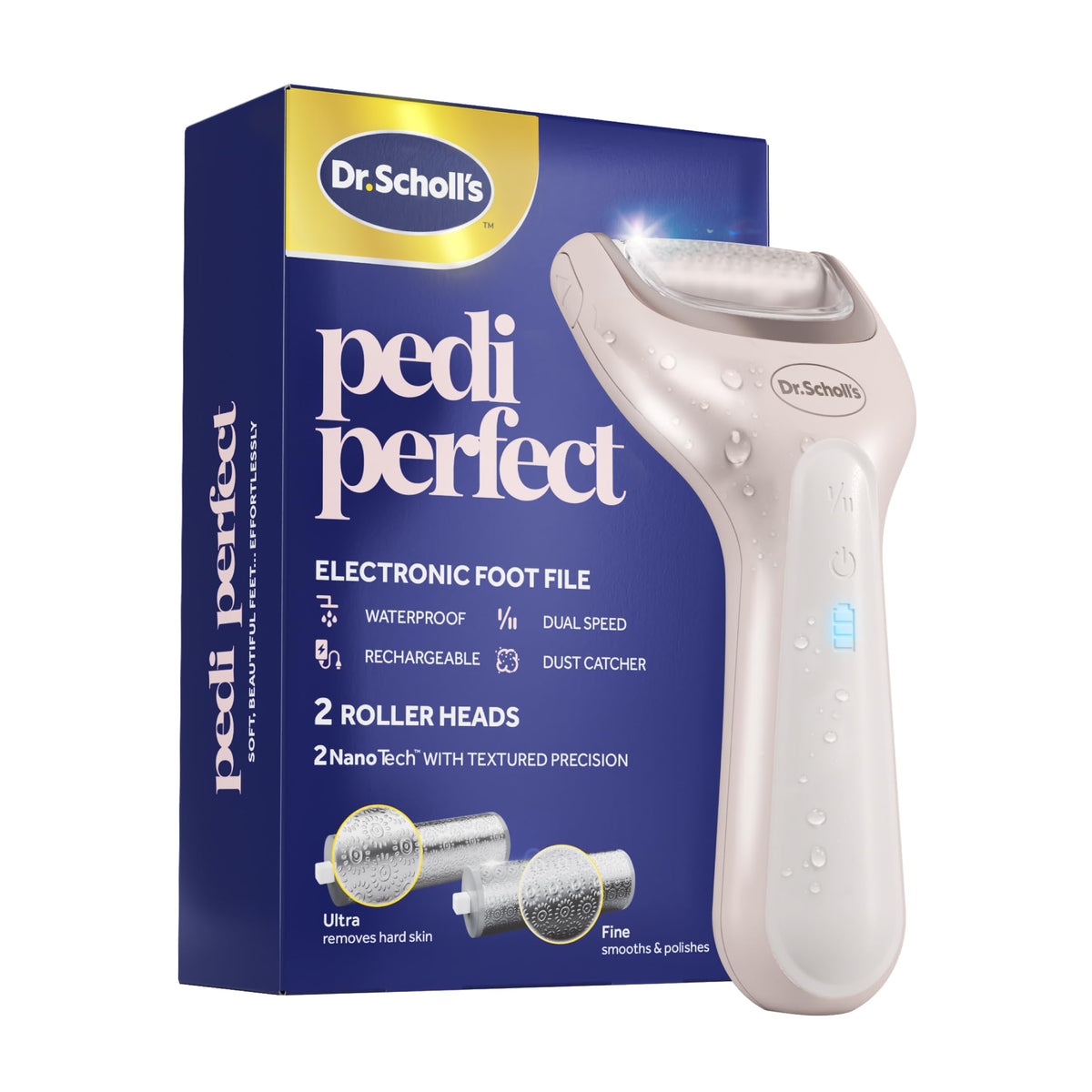Dr. Scholl's Pedi Perfect front view showing ergonomic handle and control benefits